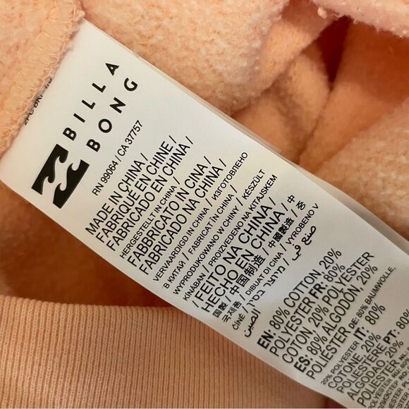 Billa Bong "Surfadelic" Hooded Sweatshirt Peach Size Small NWT - Picture 6 of 7